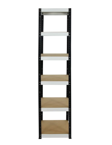 Metallregal Werkstatt Schwerlastregal Helios HBW_196x045x45_6 Böden, Traglast: 175 Kg, Farbe: SCHWARZ/WEIß - produkt 2