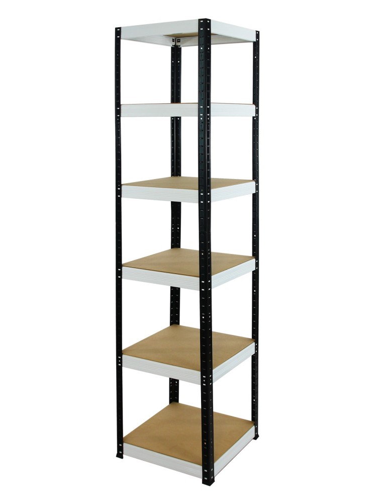 Kellerregale/Garagenregale - Metallregal Werkstatt Schwerlastregal Helios HBW_196x050x50_6 Böden, Traglast: 175 Kg, Farbe: SCHWARZ/WEIß - product new.modo24.de 1