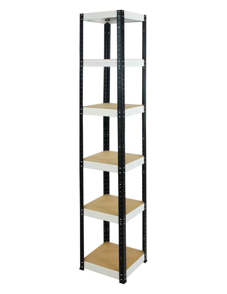 Kellerregale/Garagenregale - Metallregal Werkstatt Schwerlastregal Helios HBW_196x030x30_6 Böden, Traglast: 175 Kg, Farbe: SCHWARZ/WEIß - product new.modo24.de 1