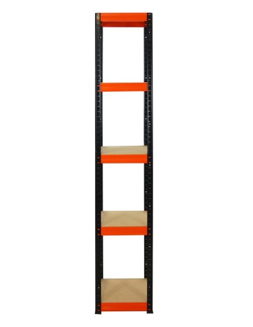 Metallregal Werkstatt Schwerlastregal Helios HBO_196x035x35_5 Böden, Traglast: 175 Kg, Farbe: SCHWARZ/ORANGE - produkt 2