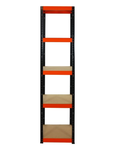 Metallregal Werkstatt Schwerlastregal Helios HBO_196x045x45_5 Böden, Traglast: 175 Kg, Farbe: SCHWARZ/ORANGE - product 2