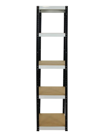 Metallregal Werkstatt Schwerlastregal Helios HBW_196x050x50_5 Böden, Traglast: 175 Kg, Farbe: SCHWARZ/WEIß - product 2
