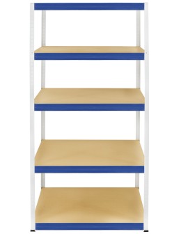Metallregal Werkstatt Schwerlastregal Helios HWN_196x040x40_5 Böden, Traglast: 175 Kg, Farbe: WEIß/BLAU - product 2