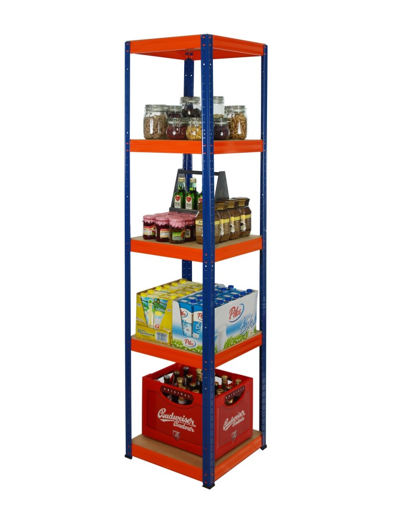 Kellerregale/Garagenregale - Metallregal Werkstatt Schwerlastregal Helios HNO_180x045x45_5 Böden, Traglast: 175 Kg, Farbe: BLAU/ORANGE - product new.modo24.de 3