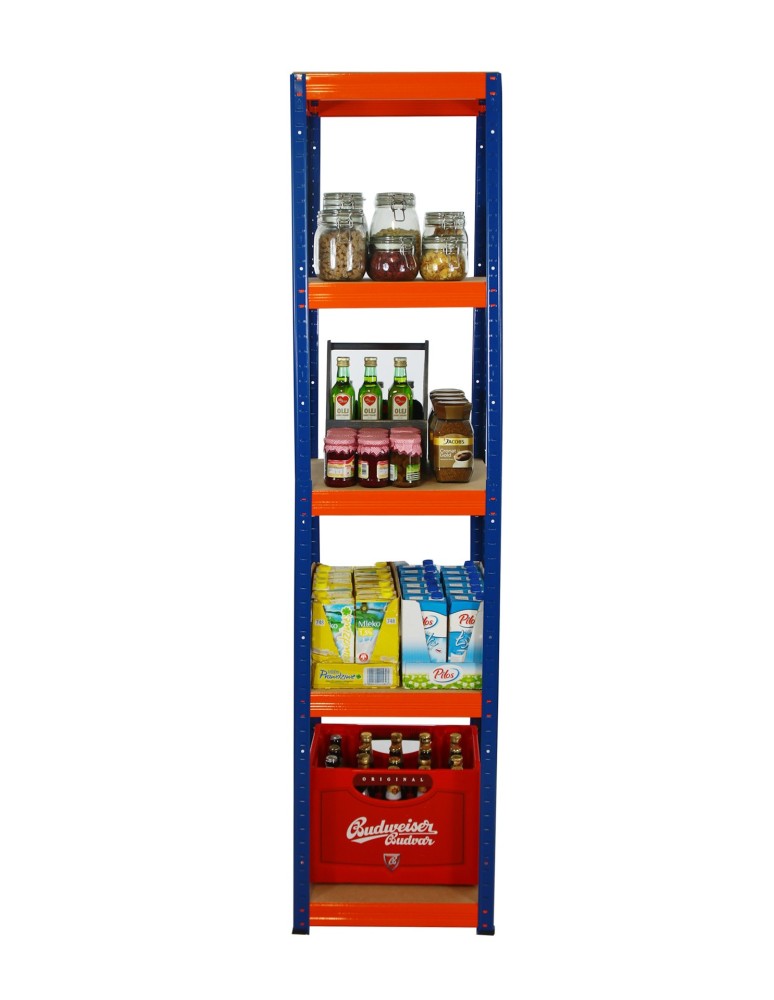 Kellerregale/Garagenregale - Metallregal Werkstatt Schwerlastregal Helios HNO_180x045x45_5 Böden, Traglast: 175 Kg, Farbe: BLAU/ORANGE - product new.modo24.de 4