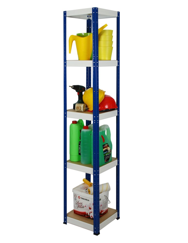 Kellerregale/Garagenregale - Metallregal Werkstatt Schwerlastregal Helios HNW_180x045x45_5 Böden, Traglast: 175 Kg, Farbe: BLAU/WEIß - product new.modo24.de 3