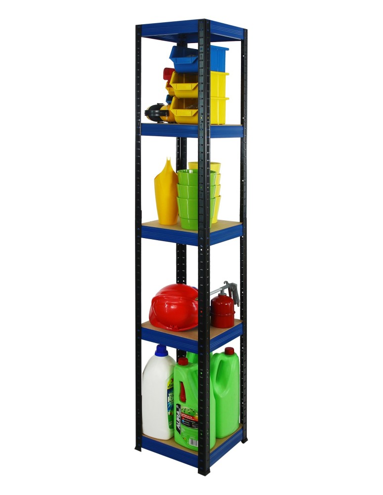 Kellerregale/Garagenregale - Metallregal Werkstatt Schwerlastregal Helios HBN_180x045x45_5 Böden, Traglast: 175 Kg, Farbe: SCHWARZ/BLAU - product new.modo24.de 6