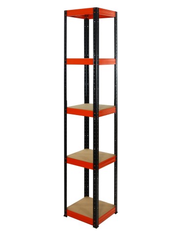 Metallregal Werkstatt Schwerlastregal Helios HBO_180x035x35_5 Böden, Traglast: 175 Kg, Farbe: SCHWARZ/ORANGE