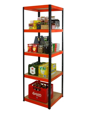 Kellerregale/Garagenregale - Metallregal Werkstatt Schwerlastregal Helios HBO_180x060x60_5 Böden, Traglast: 175 Kg, Farbe: SCHWARZ/ORANGE - product 4