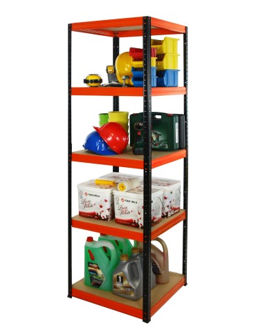 Kellerregale/Garagenregale - Metallregal Werkstatt Schwerlastregal Helios HBO_180x060x60_5 Böden, Traglast: 175 Kg, Farbe: SCHWARZ/ORANGE - product 6