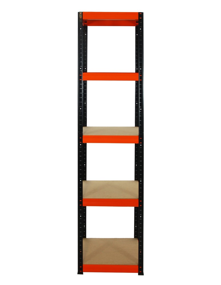 Kellerregale/Garagenregale - Metallregal Werkstatt Schwerlastregal Helios HBO_180x045x45_5 Böden, Traglast: 175 Kg, Farbe: SCHWARZ/ORANGE - product new.modo24.de 2