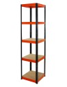 Metallregal Werkstatt Schwerlastregal Helios HBO_180x045x45_5 Böden, Traglast: 175 Kg, Farbe: SCHWARZ/ORANGE