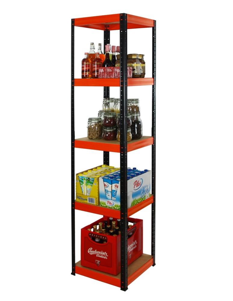 Kellerregale/Garagenregale - Metallregal Werkstatt Schwerlastregal Helios HBO_180x045x45_5 Böden, Traglast: 175 Kg, Farbe: SCHWARZ/ORANGE - product new.modo24.de 5
