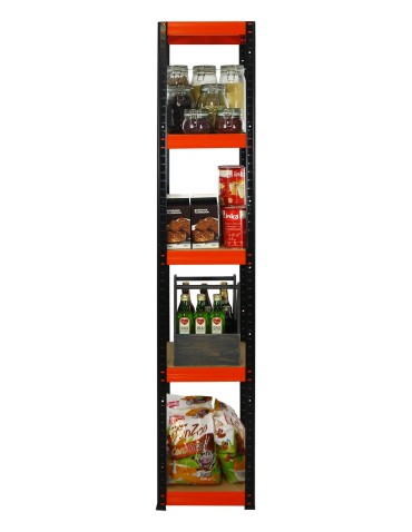 Kellerregale/Garagenregale - Metallregal Werkstatt Schwerlastregal Helios HBO_180x050x50_5 Böden, Traglast: 175 Kg, Farbe: SCHWARZ/ORANGE - produkt 3