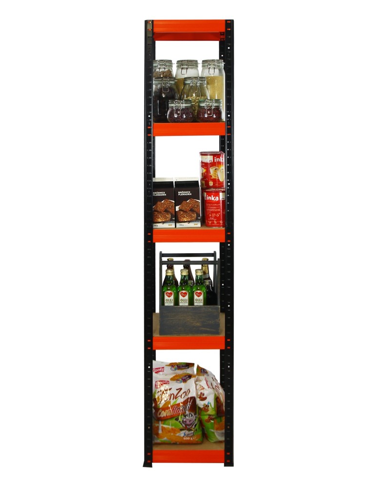 Kellerregale/Garagenregale - Metallregal Werkstatt Schwerlastregal Helios HBO_180x050x50_5 Böden, Traglast: 175 Kg, Farbe: SCHWARZ/ORANGE - produkt new.modo24.de 3