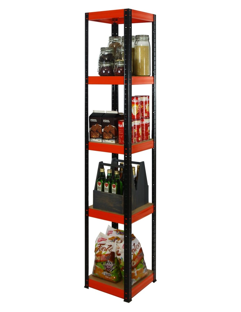 Kellerregale/Garagenregale - Metallregal Werkstatt Schwerlastregal Helios HBO_180x050x50_5 Böden, Traglast: 175 Kg, Farbe: SCHWARZ/ORANGE - produkt new.modo24.de 4