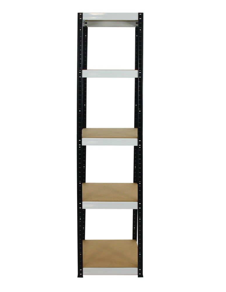Kellerregale/Garagenregale - Metallregal Werkstatt Schwerlastregal Helios HBW_180x040x40_5 Böden, Traglast: 175 Kg, Farbe: SCHWARZ/WEIß - product new.modo24.de 2