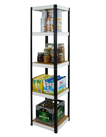 Kellerregale/Garagenregale - Metallregal Werkstatt Schwerlastregal Helios HBW_180x040x40_5 Böden, Traglast: 175 Kg, Farbe: SCHWARZ/WEIß - product 4