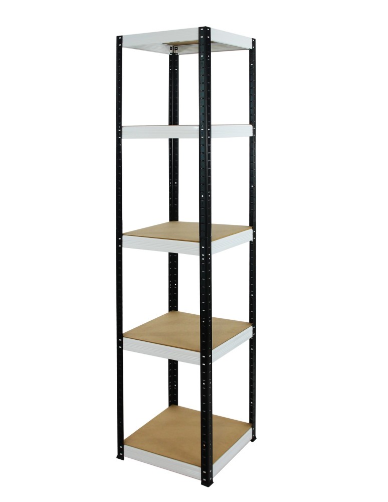 Kellerregale/Garagenregale - Metallregal Werkstatt Schwerlastregal Helios HBW_180x045x45_5 Böden, Traglast: 175 Kg, Farbe: SCHWARZ/WEIß - product new.modo24.de 1