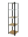 Metallregal Werkstatt Schwerlastregal Helios HBW_180x045x45_5 Böden, Traglast: 175 Kg, Farbe: SCHWARZ/WEIß