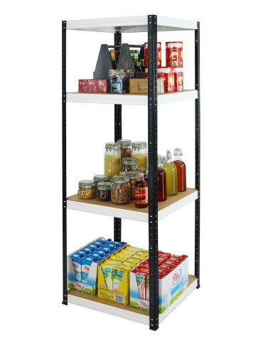 Kellerregale/Garagenregale - Metallregal Werkstatt Schwerlastregal Helios HBW_180x050x50_4 Böden, Traglast: 175 Kg, Farbe: SCHWARZ/WEIß - product 4