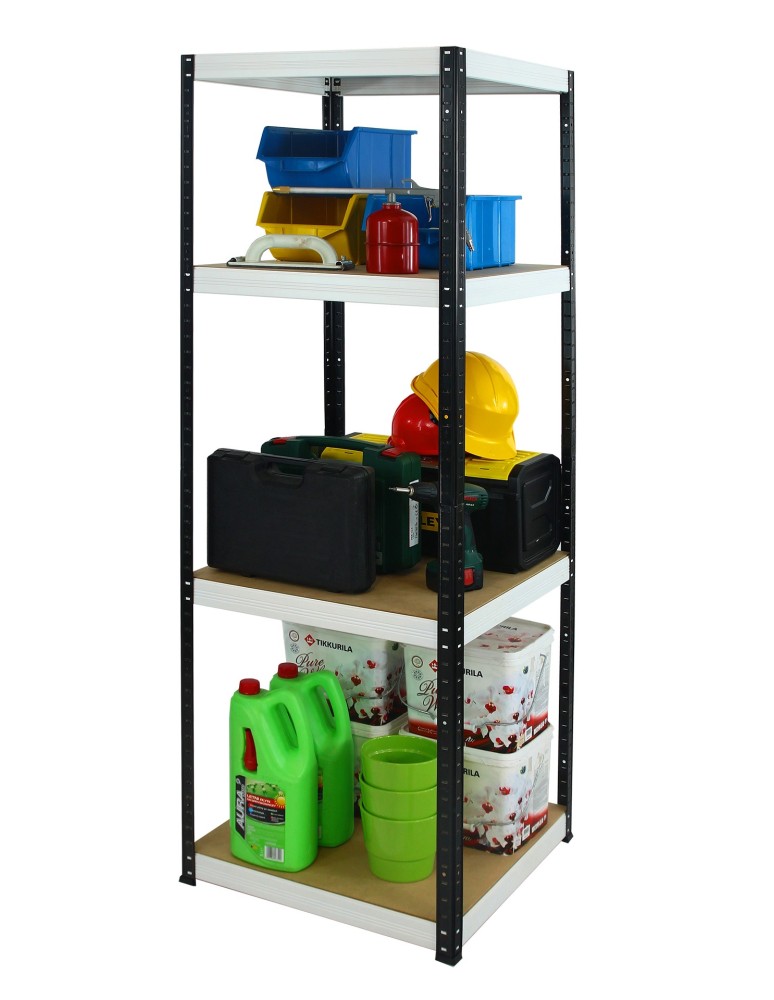 Kellerregale/Garagenregale - Metallregal Werkstatt Schwerlastregal Helios HBW_180x050x50_4 Böden, Traglast: 175 Kg, Farbe: SCHWARZ/WEIß - product new.modo24.de 6