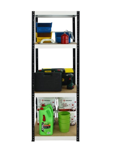 Kellerregale/Garagenregale - Metallregal Werkstatt Schwerlastregal Helios HBW_180x045x45_4 Böden, Traglast: 175 Kg, Farbe: SCHWARZ/WEIß - product 5