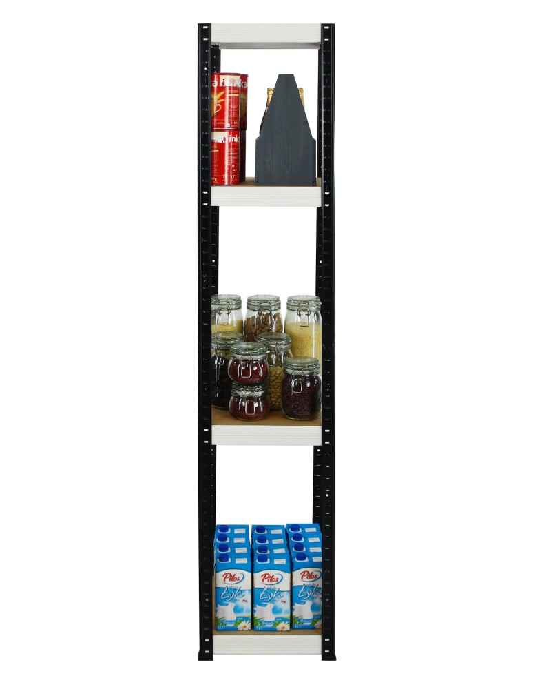 Kellerregale/Garagenregale - Metallregal Werkstatt Schwerlastregal Helios HBW_180x035x35_4 Böden, Traglast: 175 Kg, Farbe: SCHWARZ/WEIß - produkt new.modo24.de 3