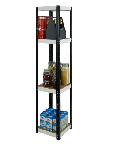 Kellerregale/Garagenregale - Metallregal Werkstatt Schwerlastregal Helios HBW_180x035x35_4 Böden, Traglast: 175 Kg, Farbe: SCHWARZ/WEIß - produkt 4