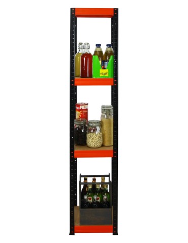 Kellerregale/Garagenregale - Metallregal Werkstatt Schwerlastregal Helios HBO_180x030x30_4 Böden, Traglast: 175 Kg, Farbe: SCHWARZ/ORANGE - product 3