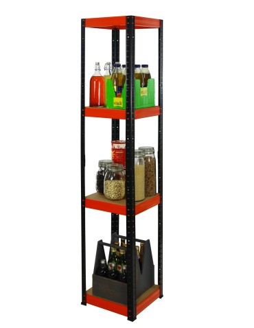 Kellerregale/Garagenregale - Metallregal Werkstatt Schwerlastregal Helios HBO_180x030x30_4 Böden, Traglast: 175 Kg, Farbe: SCHWARZ/ORANGE - product 4
