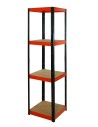 Metallregal Werkstatt Schwerlastregal Helios HBO_180x050x50_4 Böden, Traglast: 175 Kg, Farbe: SCHWARZ/ORANGE