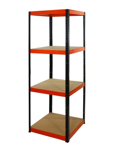 Metallregal Werkstatt Schwerlastregal Helios HBO_180x060x60_4 Böden, Traglast: 175 Kg, Farbe: SCHWARZ/ORANGE