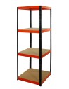 Metallregal Werkstatt Schwerlastregal Helios HBO_180x060x60_4 Böden, Traglast: 175 Kg, Farbe: SCHWARZ/ORANGE