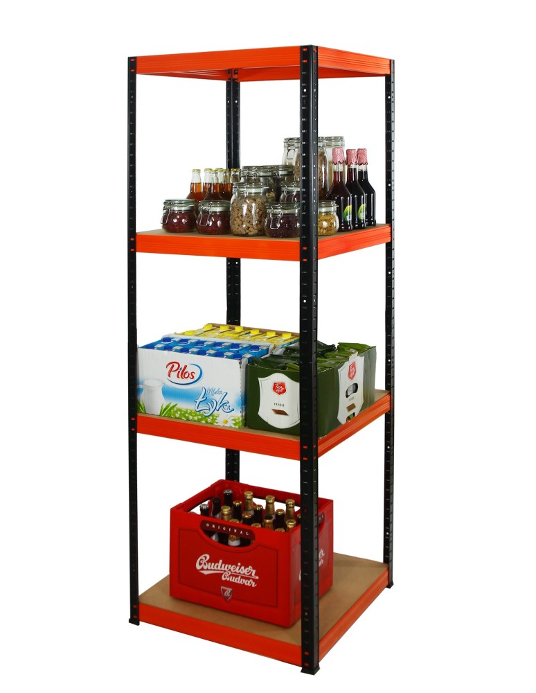 Kellerregale/Garagenregale - Metallregal Werkstatt Schwerlastregal Helios HBO_180x060x60_4 Böden, Traglast: 175 Kg, Farbe: SCHWARZ/ORANGE - product new.modo24.de 4