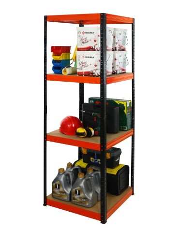 Kellerregale/Garagenregale - Metallregal Werkstatt Schwerlastregal Helios HBO_180x060x60_4 Böden, Traglast: 175 Kg, Farbe: SCHWARZ/ORANGE - product 6
