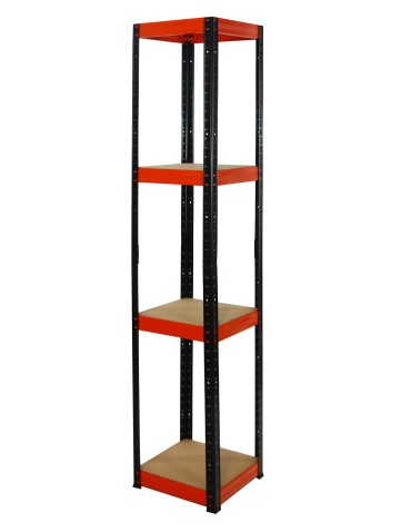 Metallregal Werkstatt Schwerlastregal Helios HBO_180x035x35_4 Böden, Traglast: 175 Kg, Farbe: SCHWARZ/ORANGE