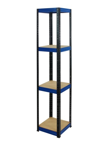 Metallregal Werkstatt Schwerlastregal Helios HBN_180x035x35_4 Böden, Traglast: 175 Kg, Farbe: Schwarz/BLAU
