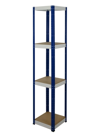 Metallregal Werkstatt Schwerlastregal Helios HNW_180x030x30_4 Böden, Traglast: 175 Kg, Farbe: BLAU/WEIß