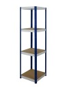 Metallregal Werkstatt Schwerlastregal Helios HNW_180x045x45_4 Böden, Traglast: 175 Kg, Farbe: BLAU/WEIß