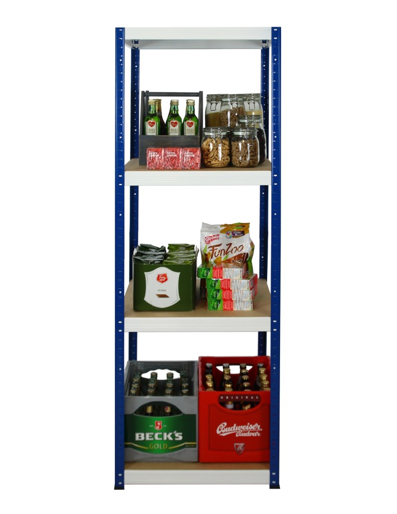 Kellerregale/Garagenregale - Metallregal Werkstatt Schwerlastregal Helios HNW_180x060x60_4 Böden, Traglast: 175 Kg, Farbe: BLAU/WEIß - produkt new.modo24.de 3