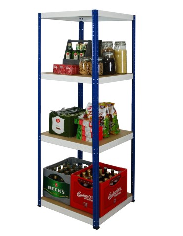 Kellerregale/Garagenregale - Metallregal Werkstatt Schwerlastregal Helios HNW_180x060x60_4 Böden, Traglast: 175 Kg, Farbe: BLAU/WEIß - produkt 4
