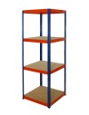 Metallregal Werkstatt Schwerlastregal Helios HNO_180x050x50_4 Böden, Traglast: 175 Kg, Farbe: BLAU/ORANGE