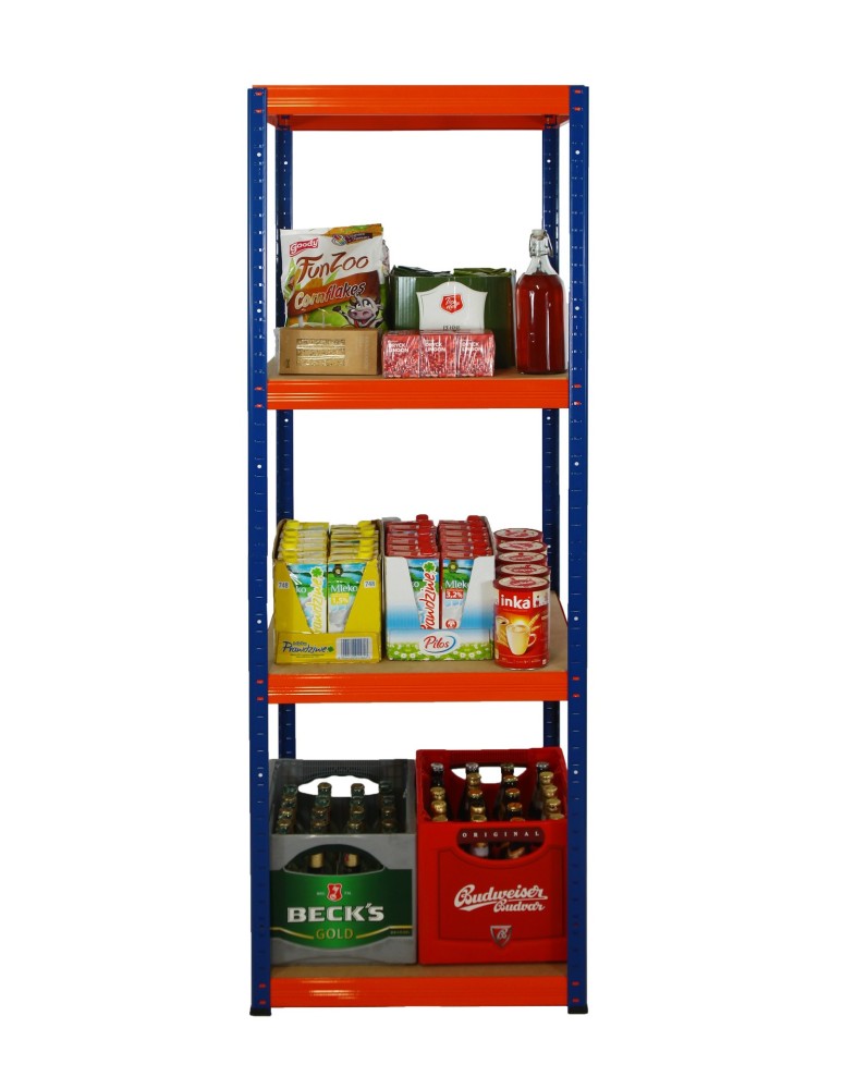 Kellerregale/Garagenregale - Metallregal Werkstatt Schwerlastregal Helios HNO_180x060x60_4 Böden, Traglast: 175 Kg, Farbe: BLAU/ORANGE - product new.modo24.de 4
