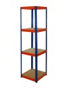 Metallregal Werkstatt Schwerlastregal Helios HNO_180x040x40_4 Böden, Traglast: 175 Kg, Farbe: BLAU/ORANGE