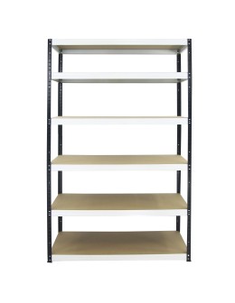 Metallregal Werkstatt Schwerlastregal Helios HBW_213x120x50_6 Böden, Traglast: 275 Kg, Farbe: SCHWARZ/WEIß - product 2