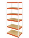 Metallregal Werkstatt Schwerlastregal Helios HWO_213x120x50_6 Böden, Traglast: 275 Kg, Farbe: WEIß/ORANGE