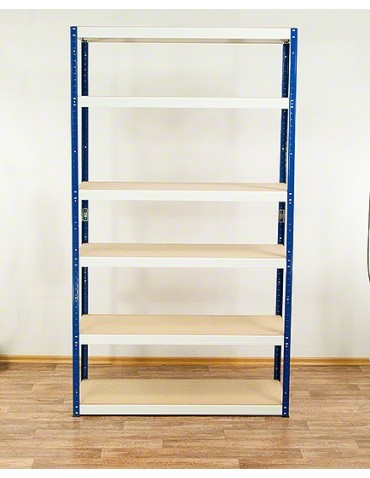 Metallregal Werkstatt Schwerlastregal Helios HNW_213x120x45_6 Böden, Traglast: 350 Kg, Farbe: BLAU/WEIß - produkt 2