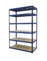 Metallregal Werkstatt Schwerlastregal Helios HBN_213x120x45_6 Böden, Traglast: 400 Kg, Farbe: SCHWARZ/BLAU