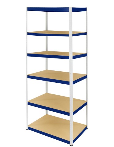Kellerregale/Garagenregale - Metallregal Werkstatt Schwerlastregal Helios HWN_213x120x45_6 Böden, Traglast: 400 Kg, Farbe: WEIß/BLAU - produkt 1